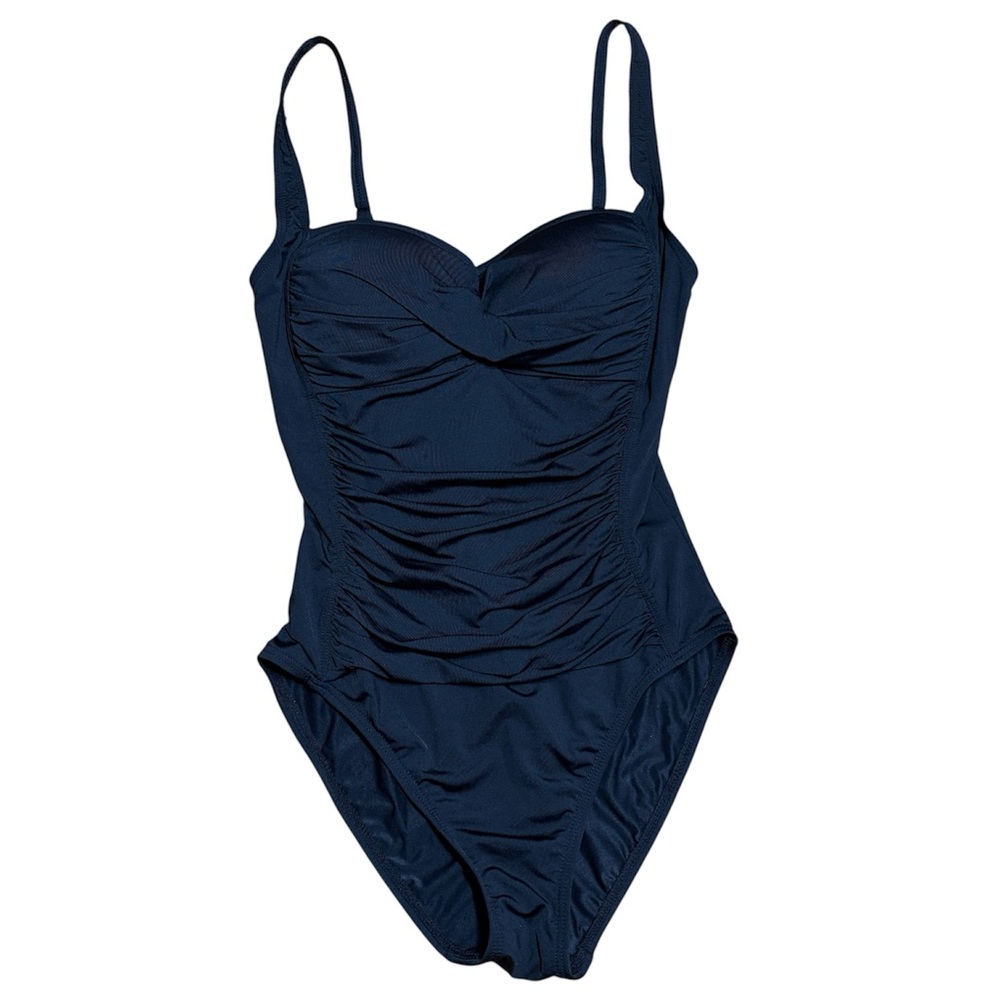 La Blanca Island Goddess Twist Front Ruched One Piece Swimsuit In Black Sz 6